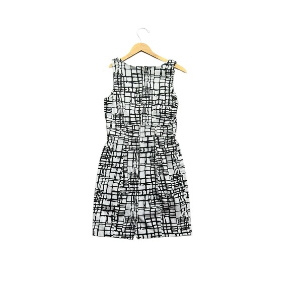 A Byer Black White Abstract Print Dress Sleeveless Fit Flare Size 5 Mod 60s - Picture 7 of 15